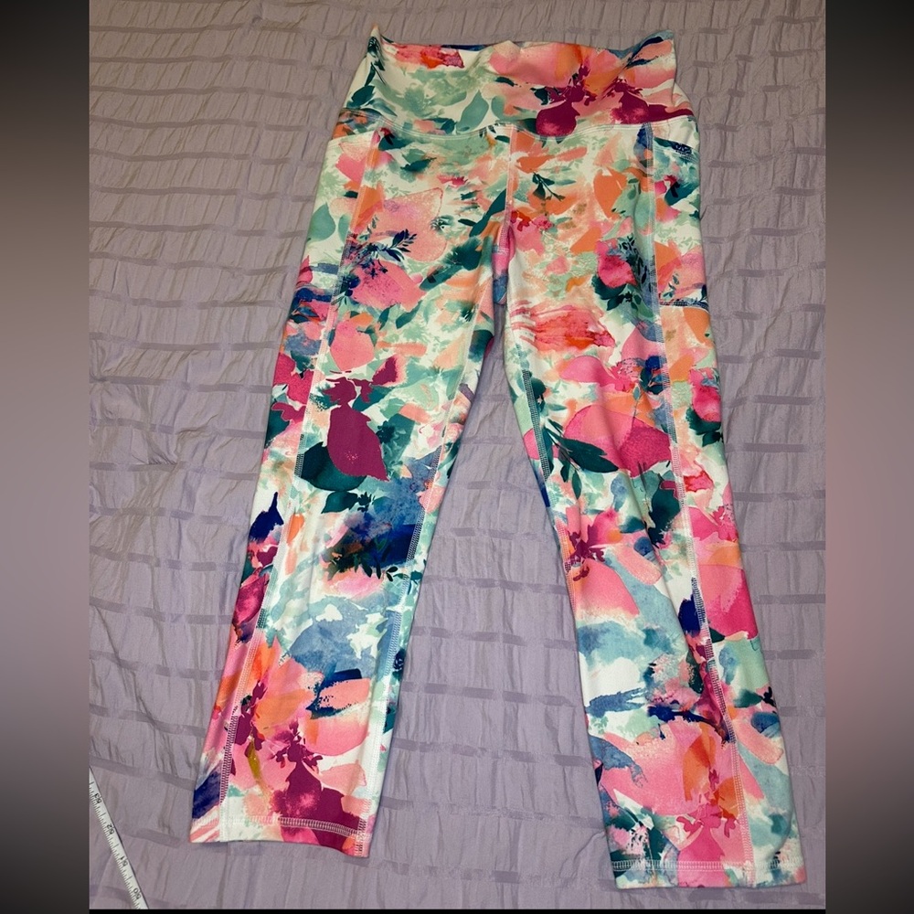 RBX Floral Print Capri Leggings Women’s Medium Stretch Activewear - Picture 3 of 5